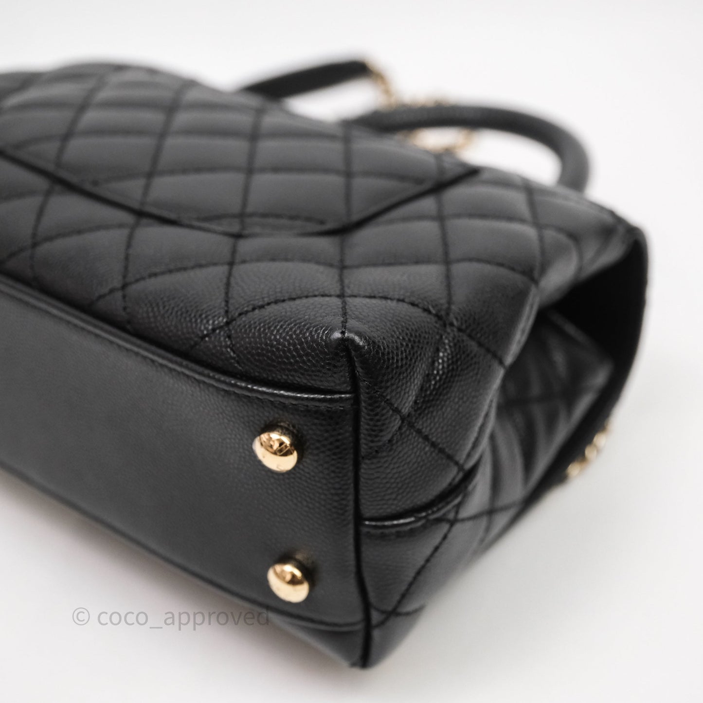 Chanel Small Quilted Coco Handle Black Caviar Gold Hardware