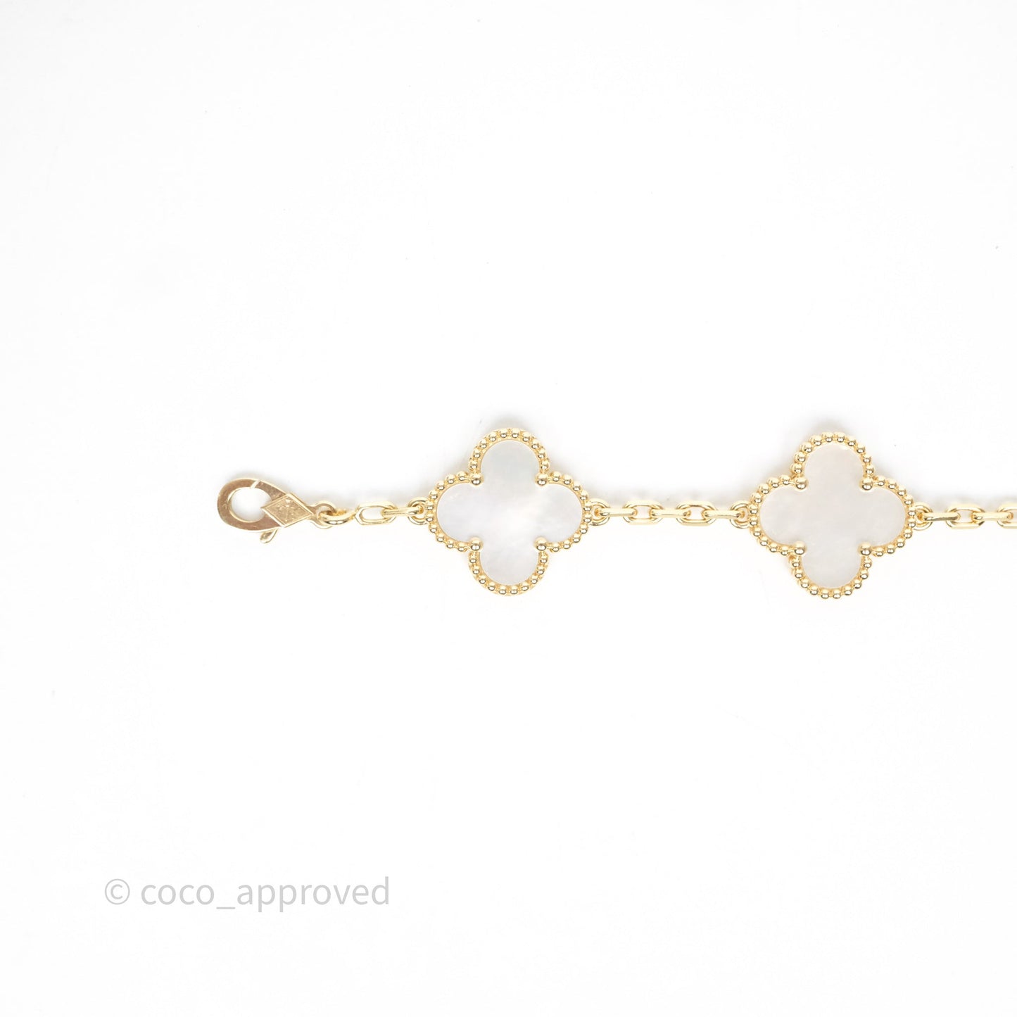 Van Cleef & Arpels Vintage Alhambra 5 Motifs White Yellow Gold Bracelet