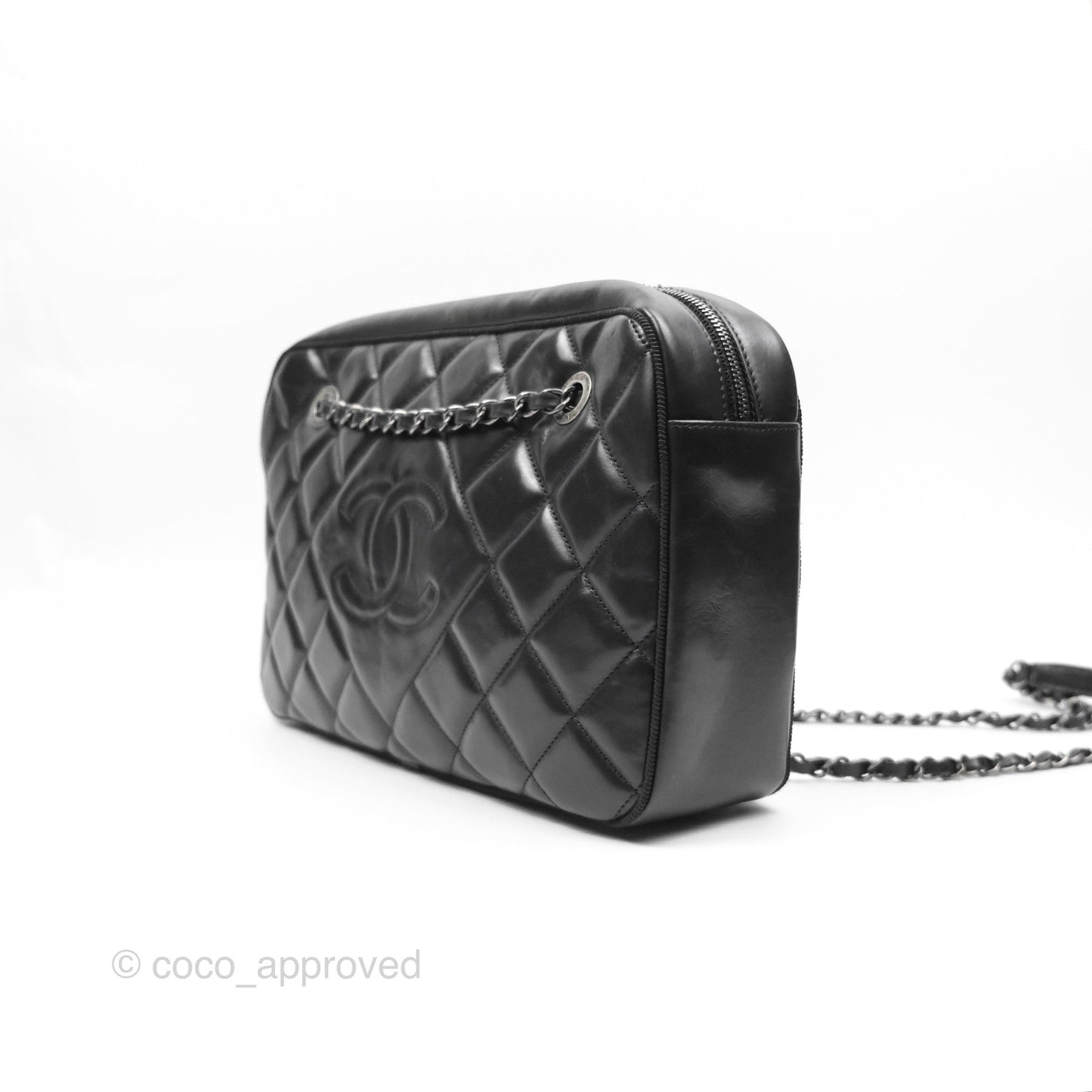 Chanel Large Ballerine Camera Case Black Calfskin Ruthenium Hardware