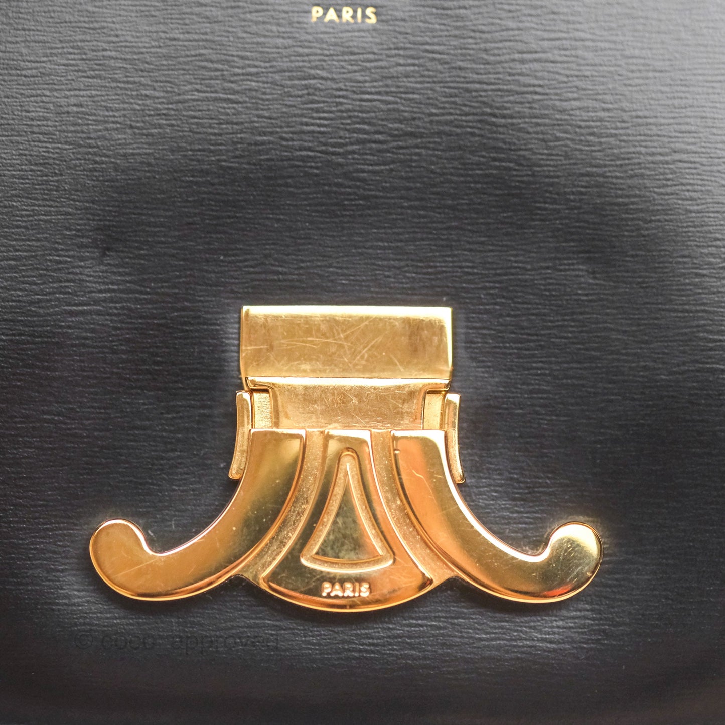 Celine Triomphe Shoulder Bag Black Calfskin