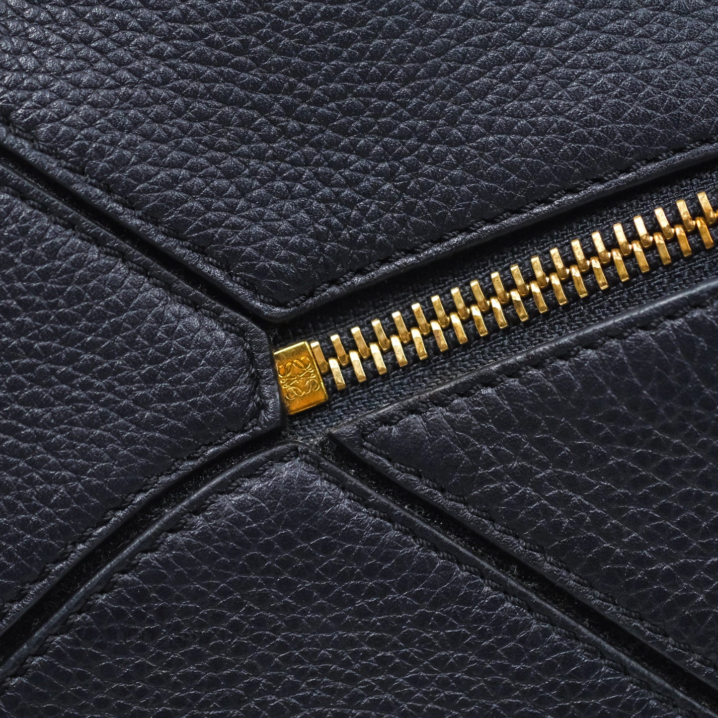 Loewe Medium Puzzle Bag Navy Calfskin Gold Hardware