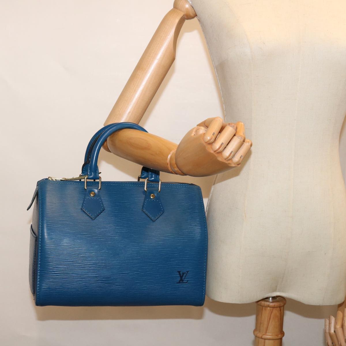 LOUIS VUITTON Epi Speedy 25 Hand Bag Toledo Blue M43015 LV 70114