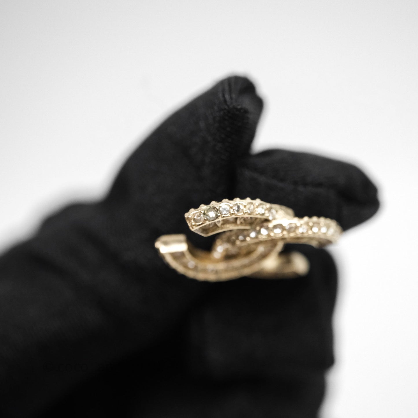 Chanel Crystal CC Earrings Gold Tone 23V