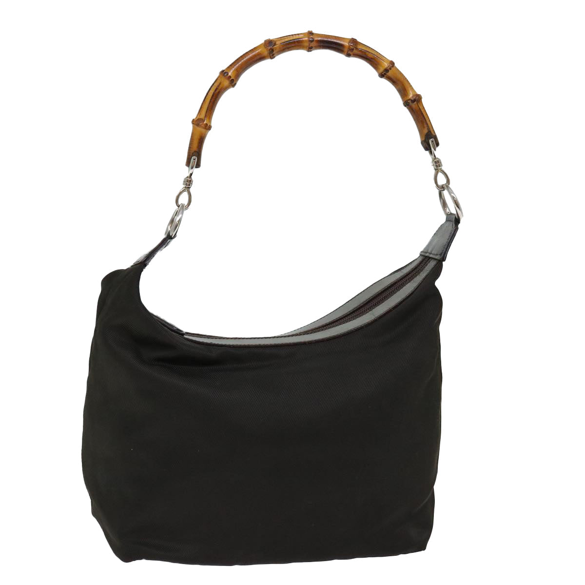 Luxury Gucci Trending 2025 Bamboo Shoulder Bag Nylon Khaki Brown  70141