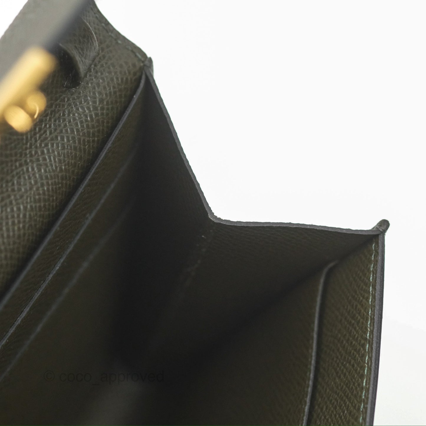 Hermès Clic 16 Wallet On Chain Vert De Gris Epsom Gold Hardware