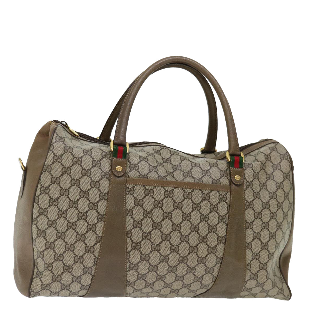 Luxury Gucci Trending 2025 GG Supreme Web Sherry Line Boston Bag PVC Beige Red 40 02 073  70149