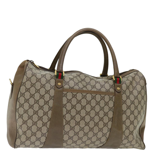 Luxury Gucci Trending 2025 GG Supreme Web Sherry Line Boston Bag PVC Beige Red 40 02 073  70149