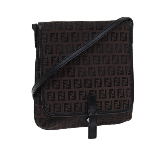 Luxury FendiZucchino Canvas Shoulder Bag Black70164
