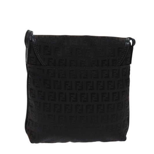 Luxury FendiZucchino Canvas Shoulder Bag Black70164