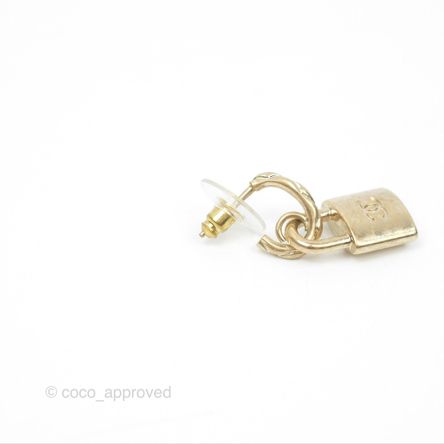Chanel CC Padlock Drop Earrings Gold Tone 22V