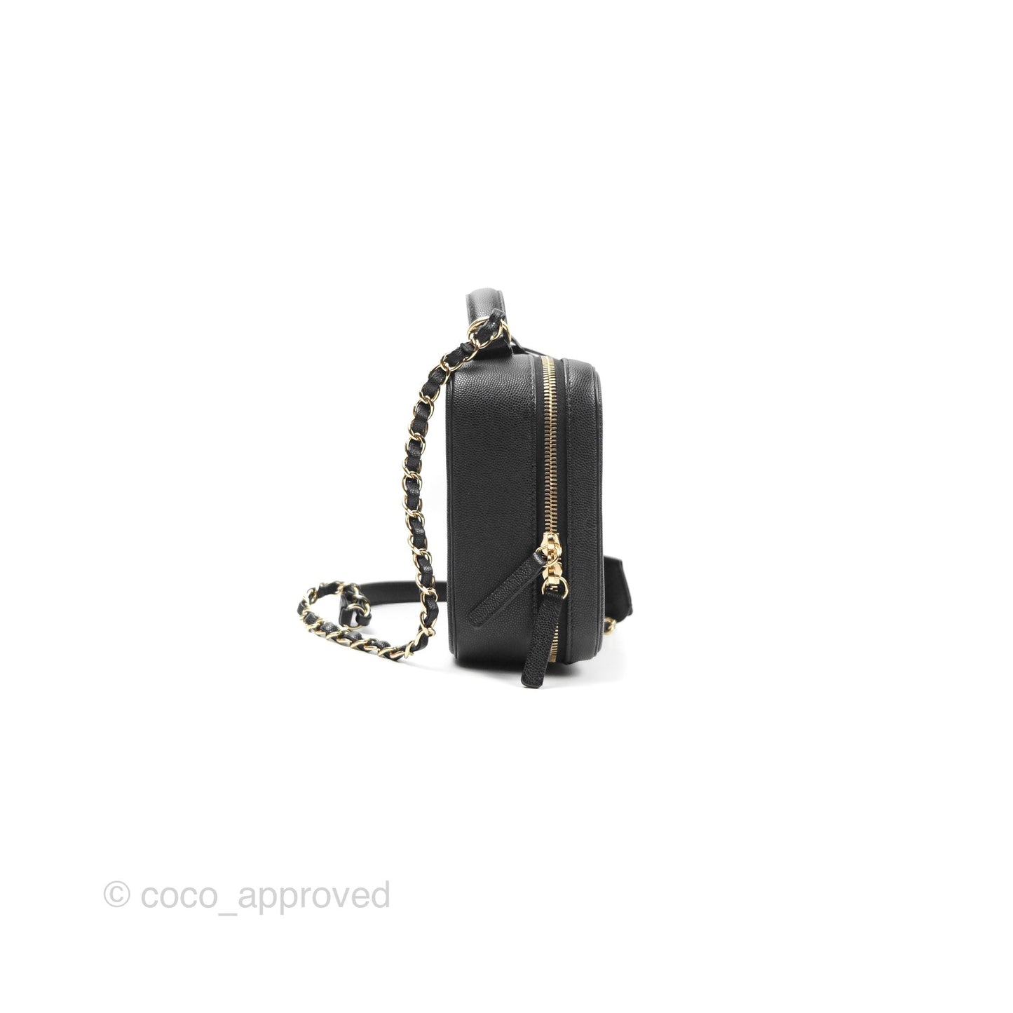Chanel Quilted Medium CC Filigree Vanity Case Black Caviar Gold Hardware