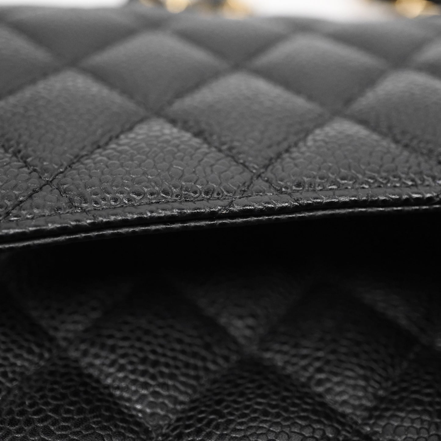 Chanel Classic M/L Medium Flap Quilted Black Caviar Gold Hardware