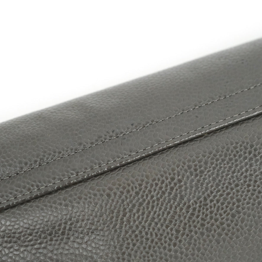 Chanel Half Moon Wallet on Chain WOC Dark Grey Caviar Silver Hardware
