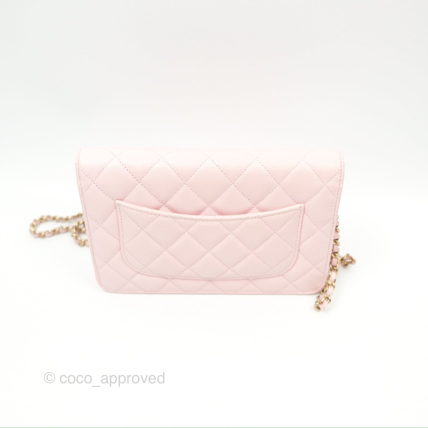 Chanel Quilted Classic Wallet On Chain WOC Pink Caviar Gold Hardware