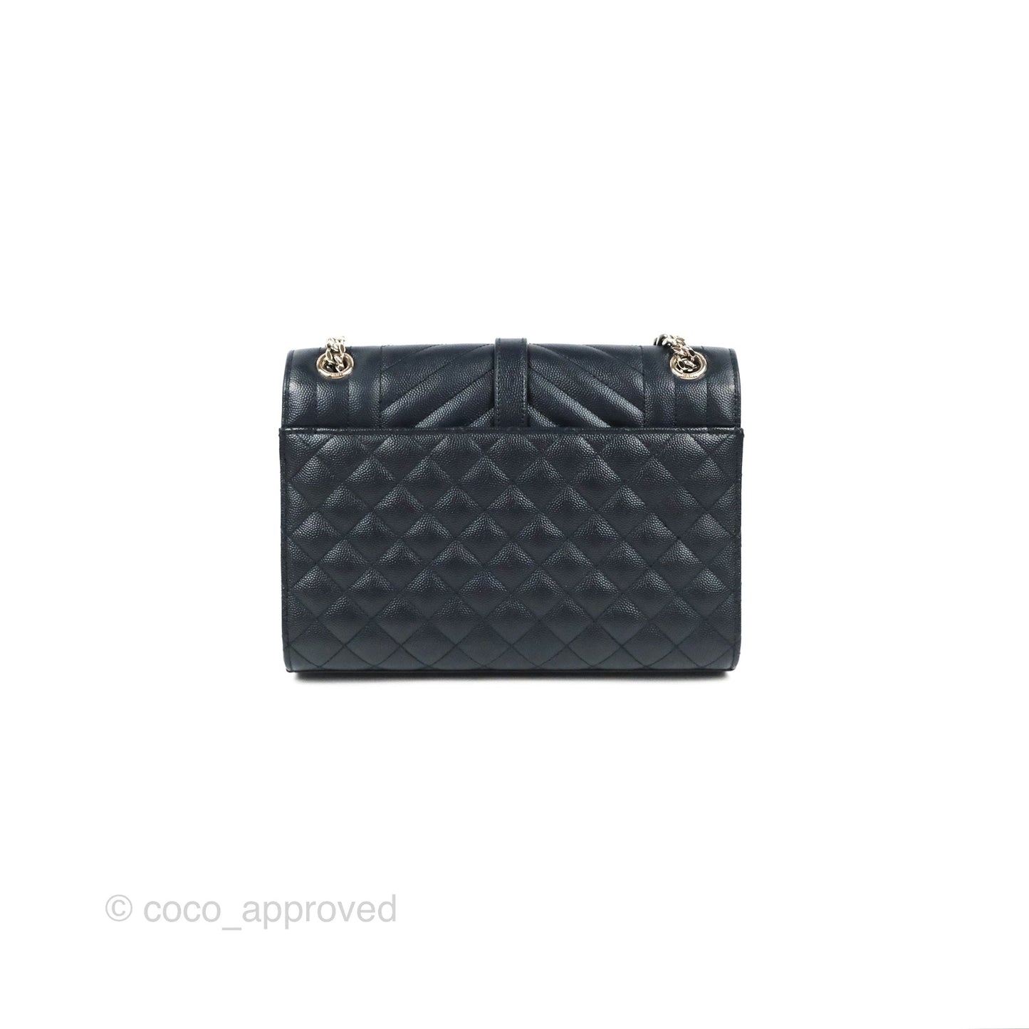 Saint Laurent Medium Envelope Navy Caviar Silver Hardware