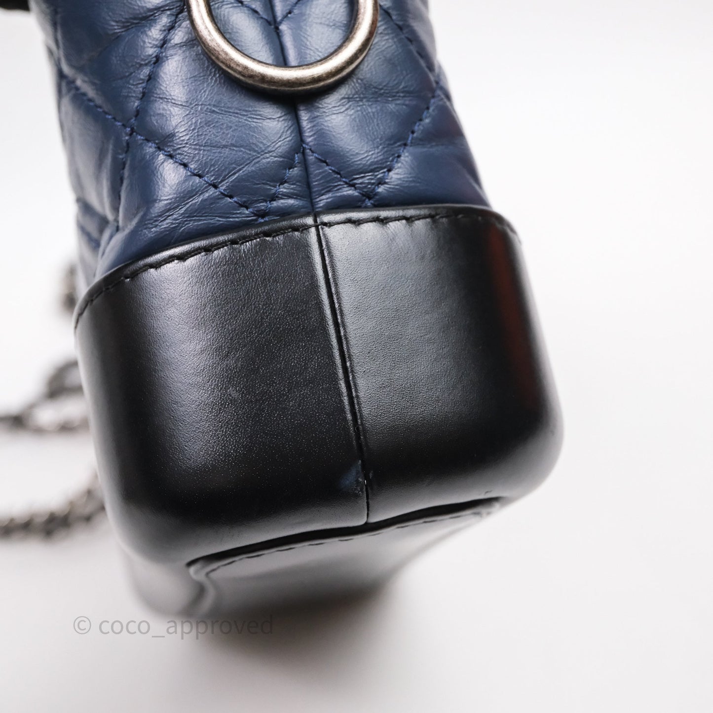 Chanel Quilted Small Gabrielle Hobo Navy Black Aged Calfskin Mixed Hardware