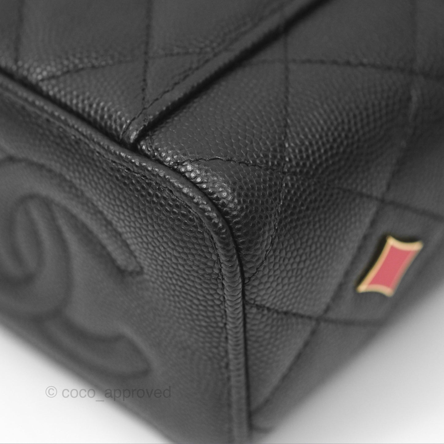 Chanel Mini Poker Vanity With Chain Black Caviar Gold Hardware