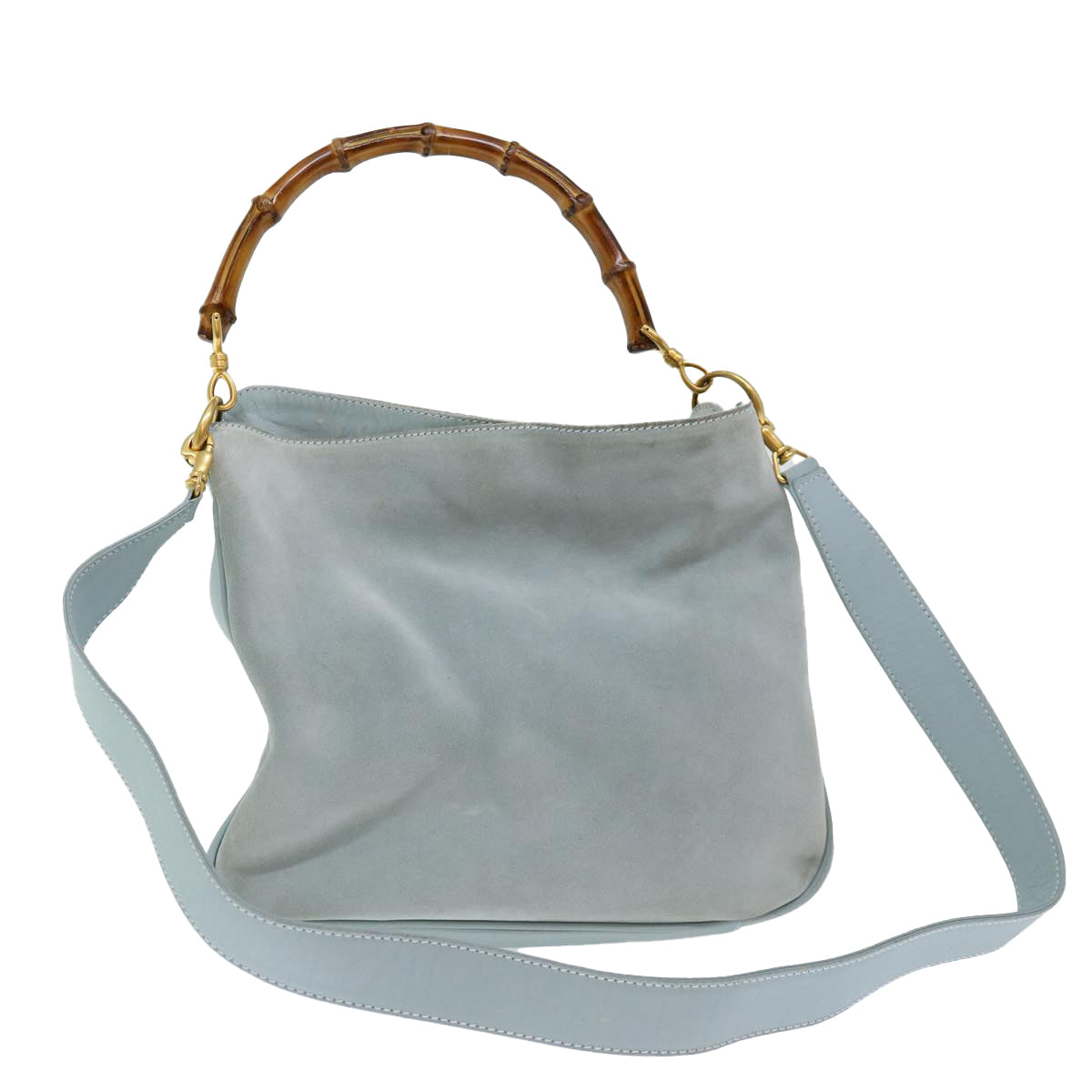 Luxury Gucci Trending 2025 Bamboo Shoulder Bag Suede 2way Light Blue  70205