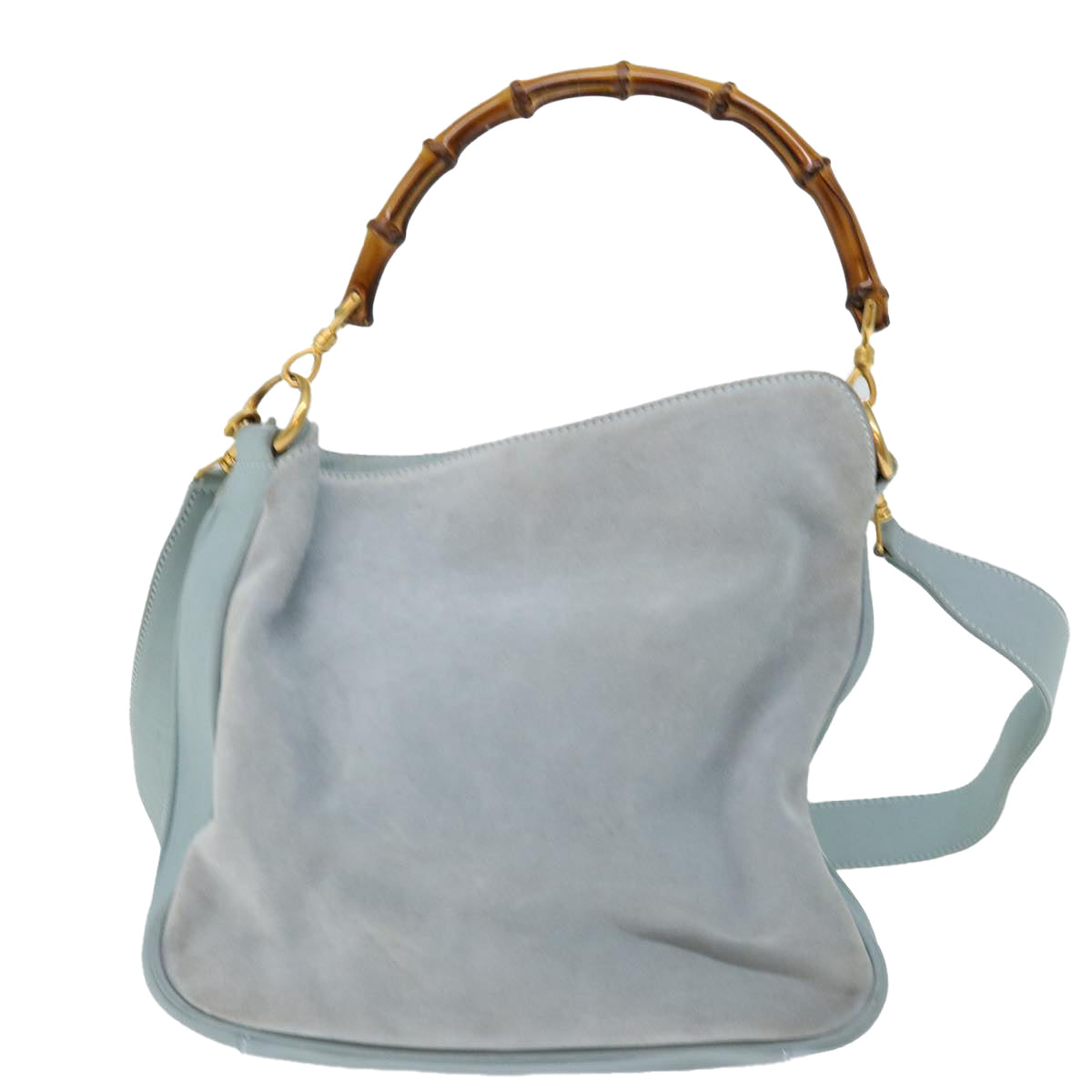 Luxury Gucci Trending 2025 Bamboo Shoulder Bag Suede 2way Light Blue  70205