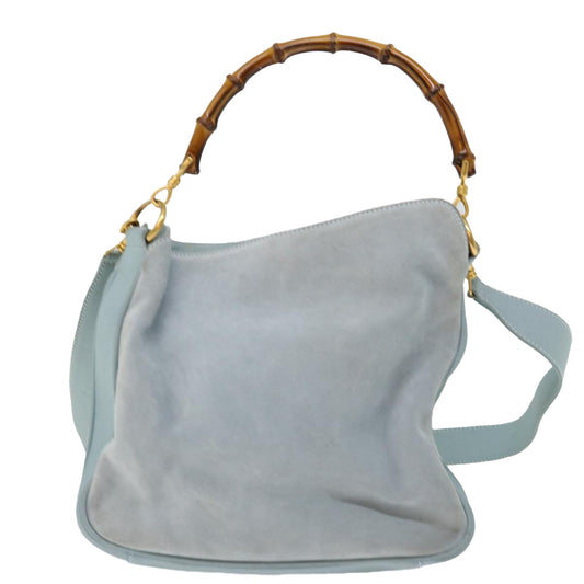 Luxury Gucci Trending 2025 Bamboo Shoulder Bag Suede 2way Light Blue  70205