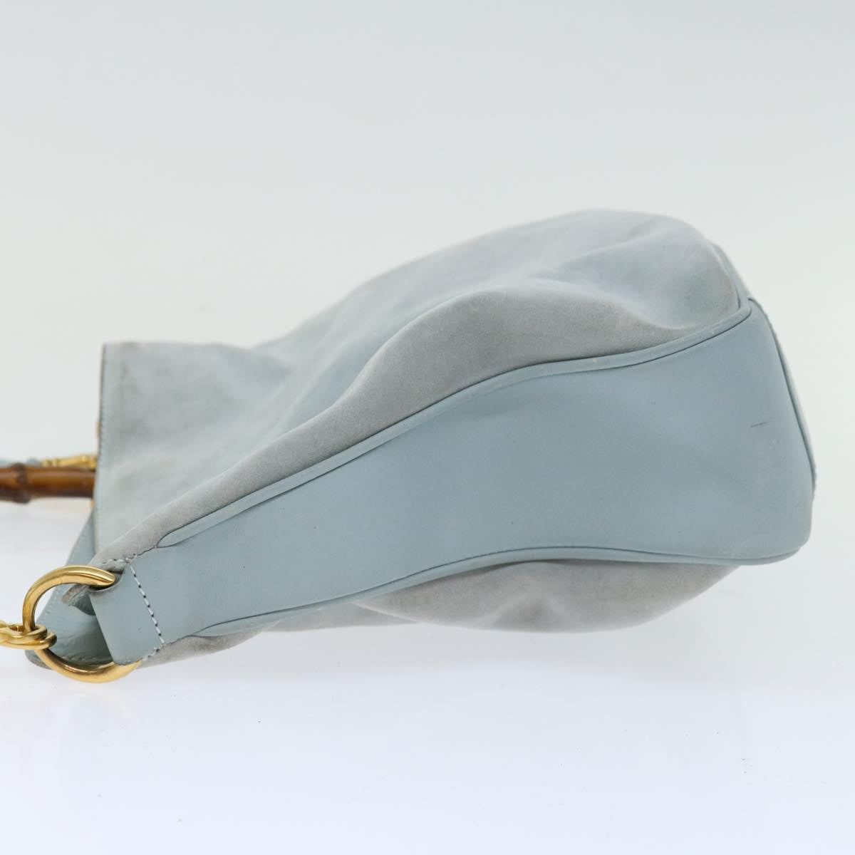 Luxury Gucci Trending 2025 Bamboo Shoulder Bag Suede 2way Light Blue  70205