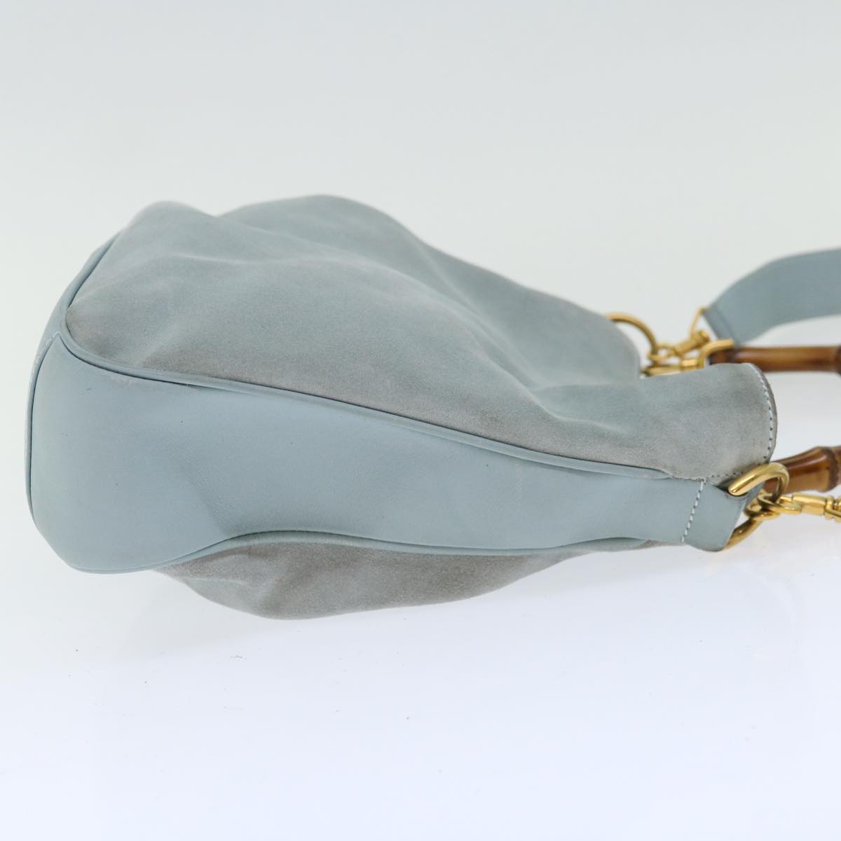 Luxury Gucci Trending 2025 Bamboo Shoulder Bag Suede 2way Light Blue  70205