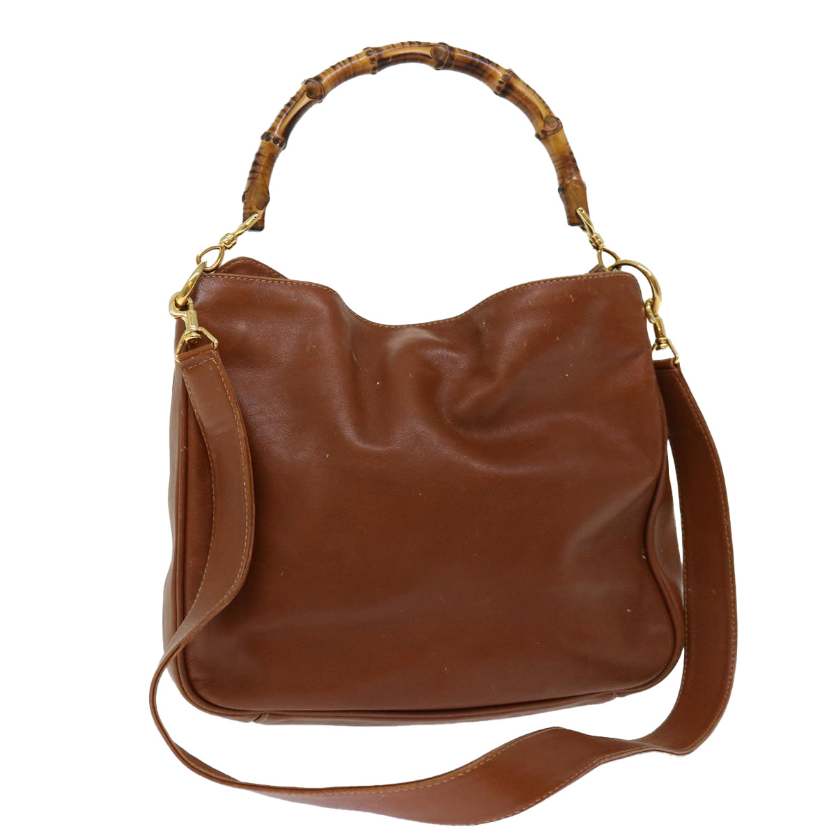 Luxury Gucci Trending 2025 Bamboo Hand Bag Leather 2way Brown  70206