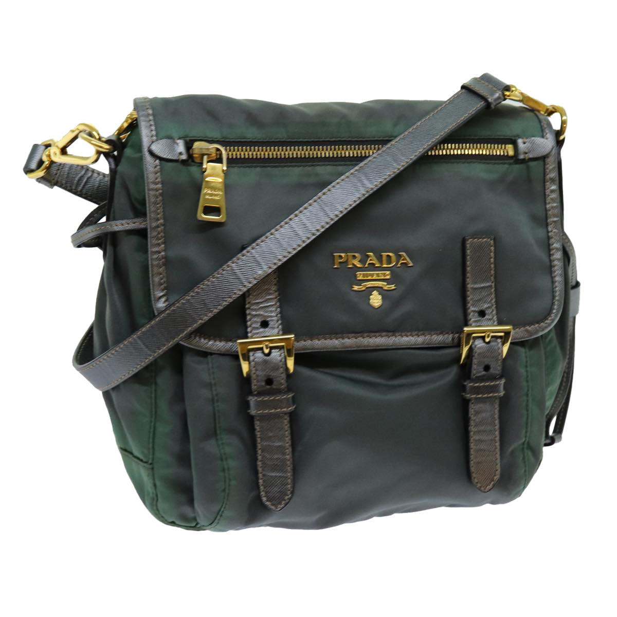 Luxury PradaShoulder Bag Nylon Khaki 70209