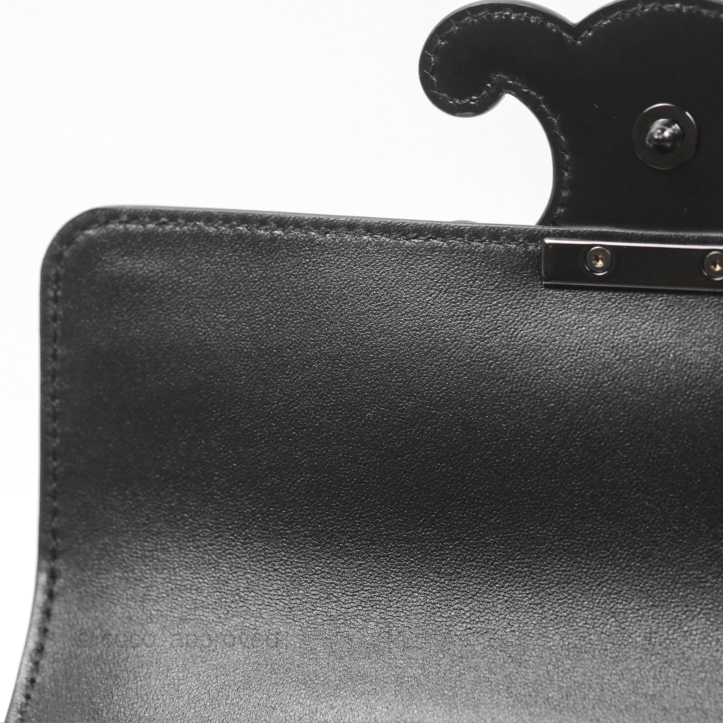 Celine Triomphe Chain Shoulder Bag So Black Shiny Calfskin