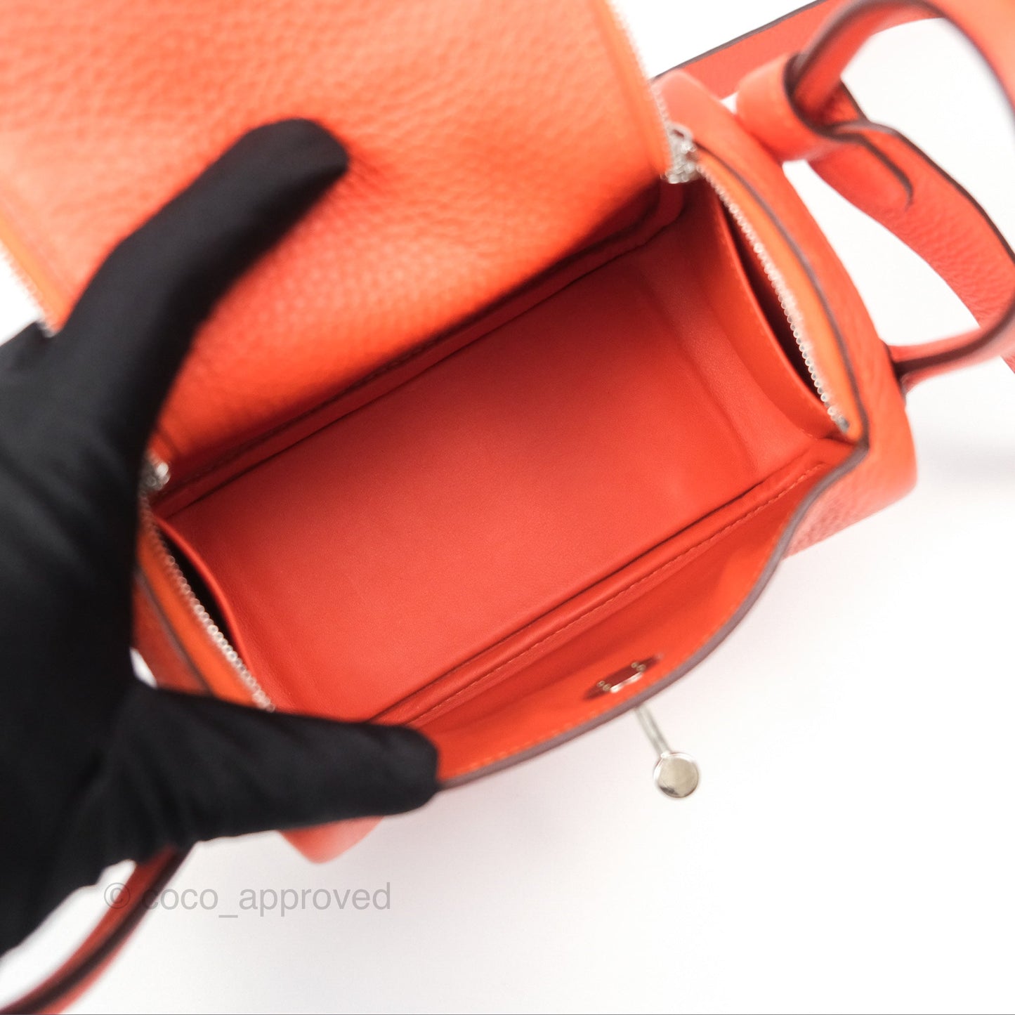 Hermès Mini Lindy 20 Orange Poppy 8V Clemence Palladium Hardware