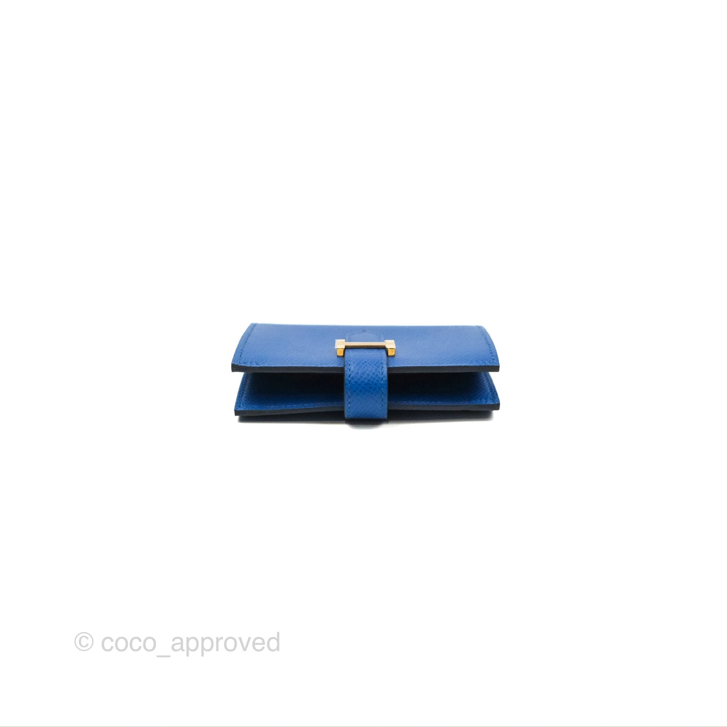 Hermes Bearn Mini Wallet Epsom Bleu De Fance Gold Hardware