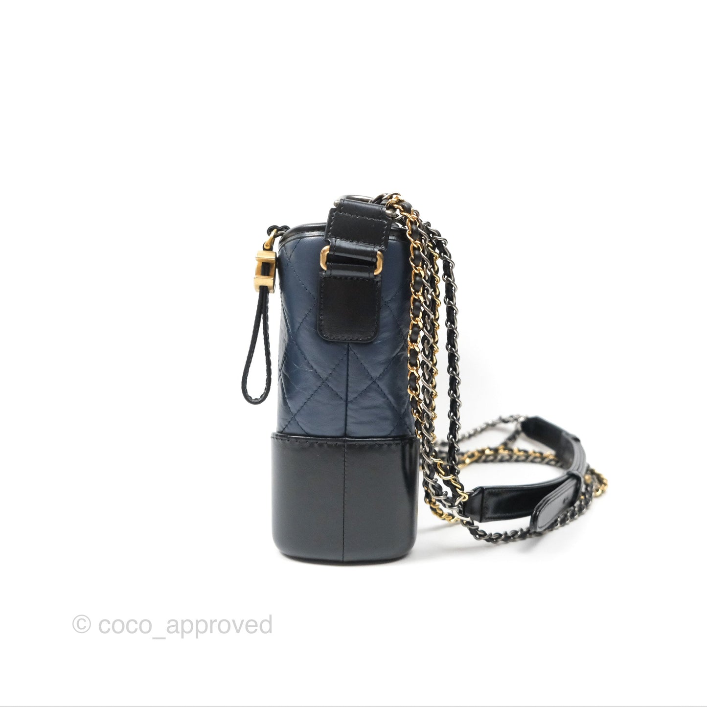 Chanel New Medium Gabrielle Hobo Quilted Navy Black Aged Calfskin