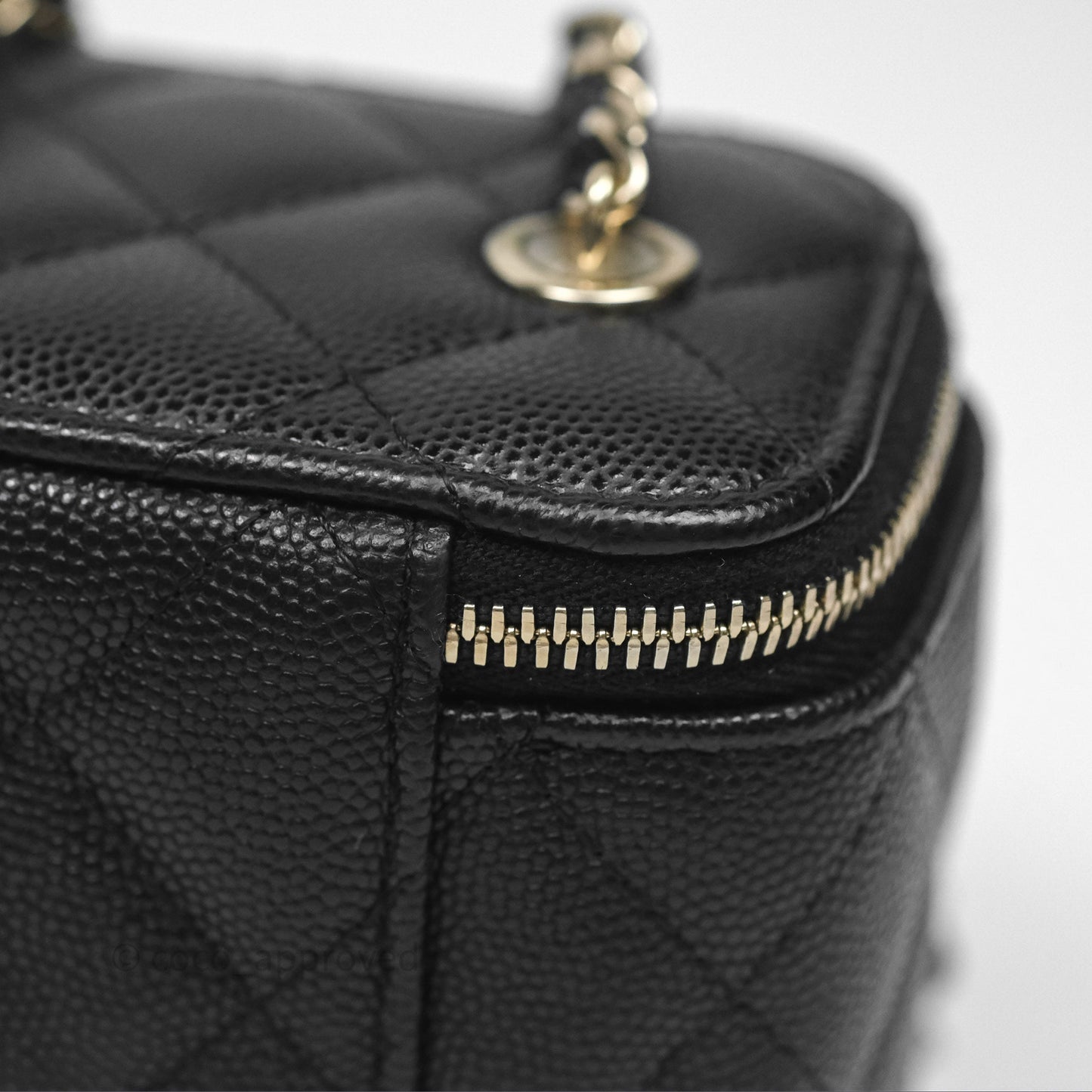 Chanel Mini Vanity With Chain Black Caviar Gold Hardware