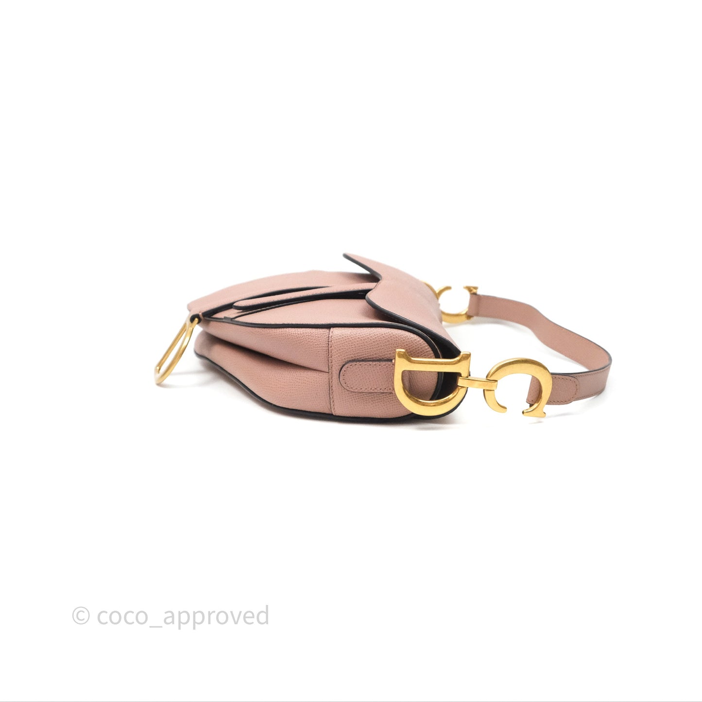 Christian Dior Saddle Bag Dusty Pink Grained Calfskin Gold Hardware