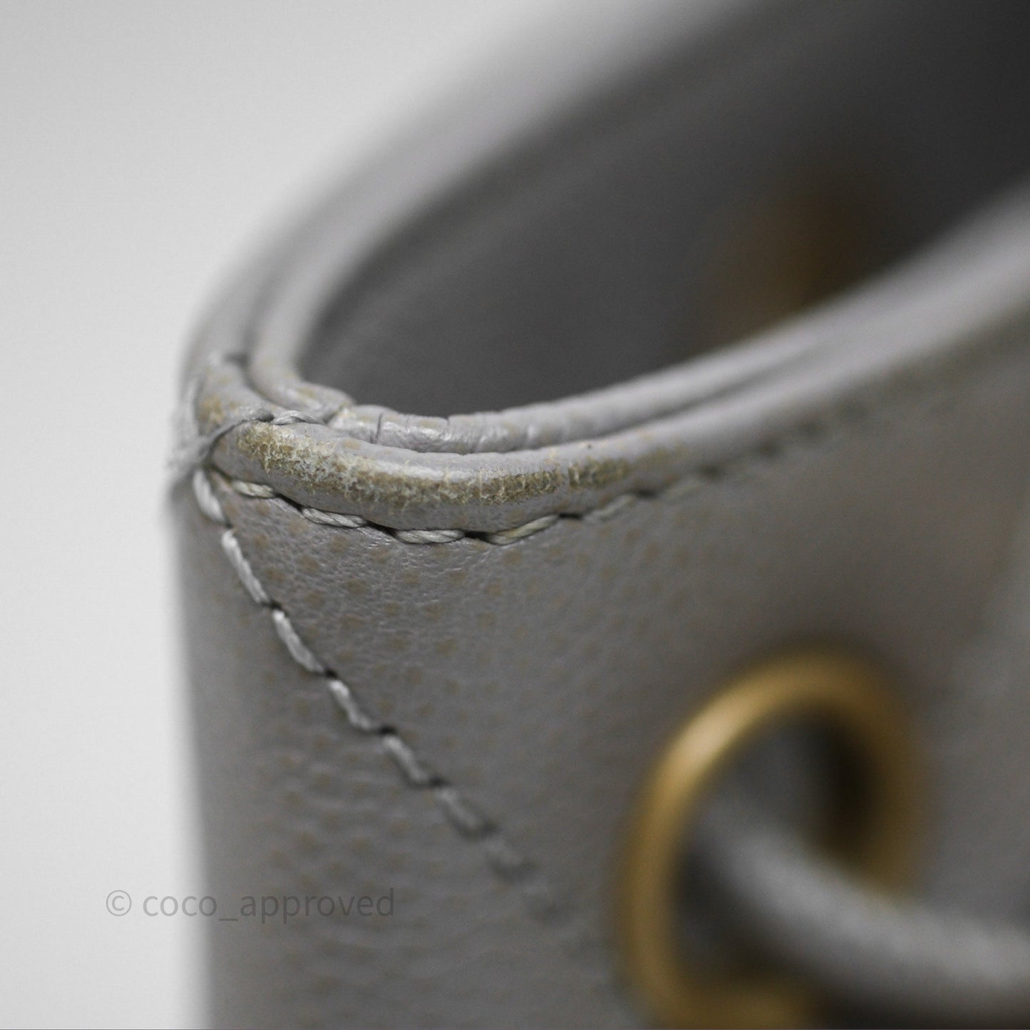 Chanel Drawstring Bucket Bag Grey Grained Calfskin Aged Gold Hardware