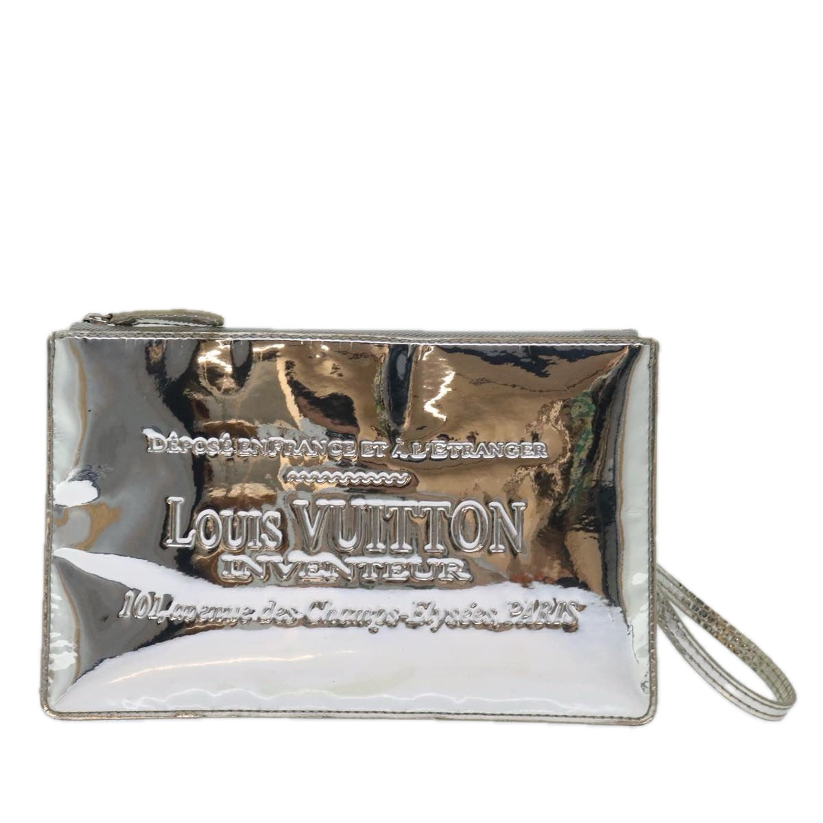 LOUIS VUITTON Monogram Miroir Pochette Platt Pouch Silver M95277 LV 70249