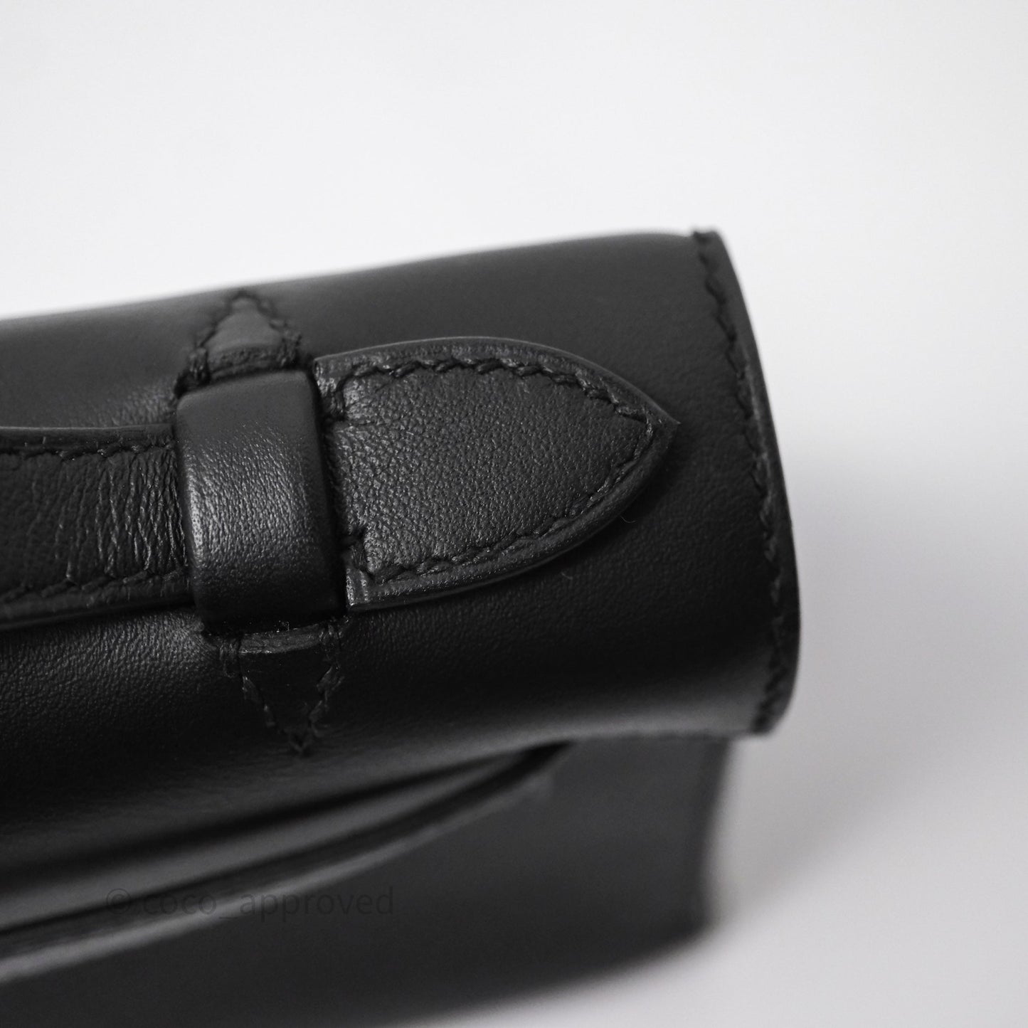 Hermès Kelly Pochette Clutch Black Swift Palladium Hardware