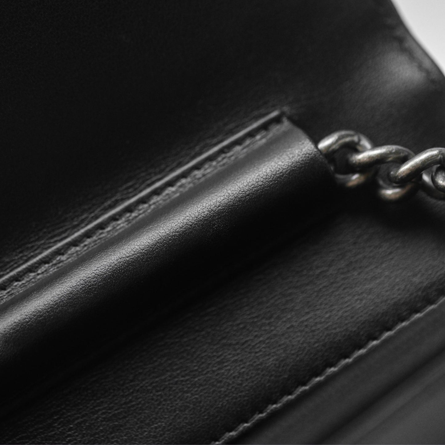 Chanel Quilted Boy Wallet on Chain WOC Black Caviar Ruthenium Hardware