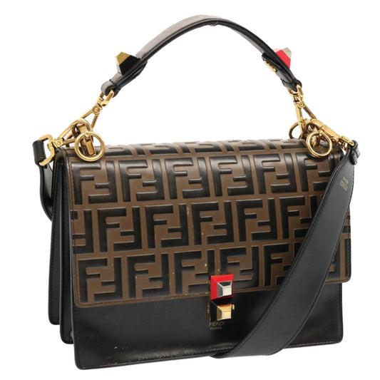 Luxury FendiZucca Canvas Canai Hand Bag 2way Brown Black70263