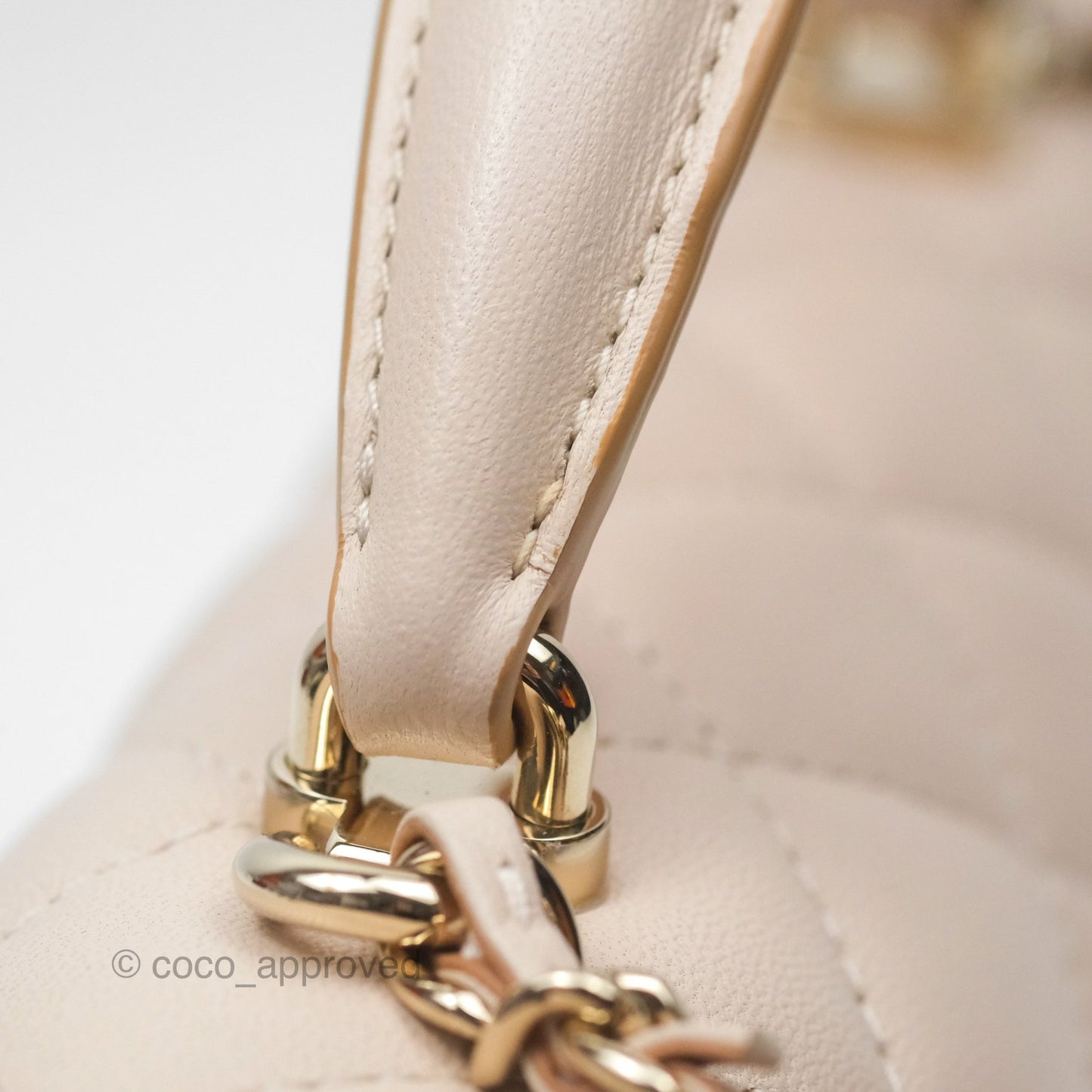 Chanel Top Handle Mini Rectangular Flap Bag Ecru/Beige Lambskin Gold Hardware 23P