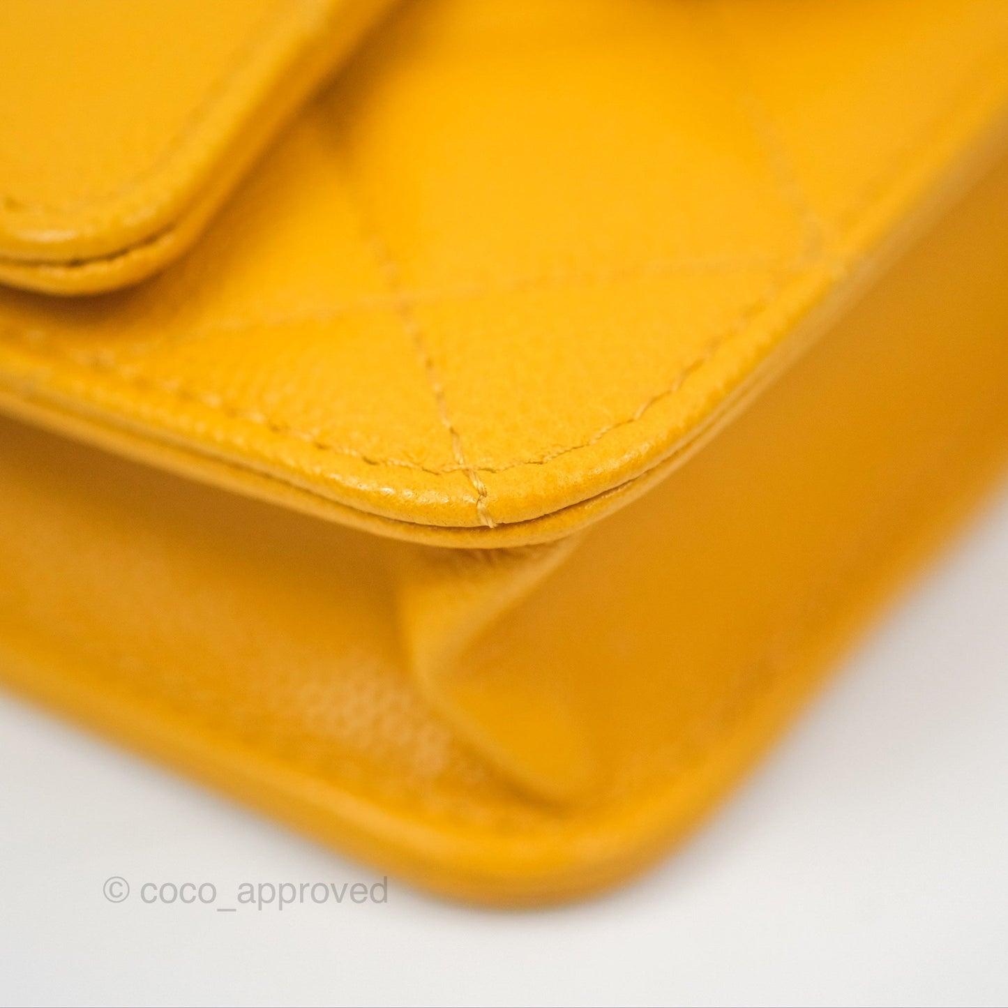Chanel Mini Wallet With Chain Yellow Caviar Gold Hardware