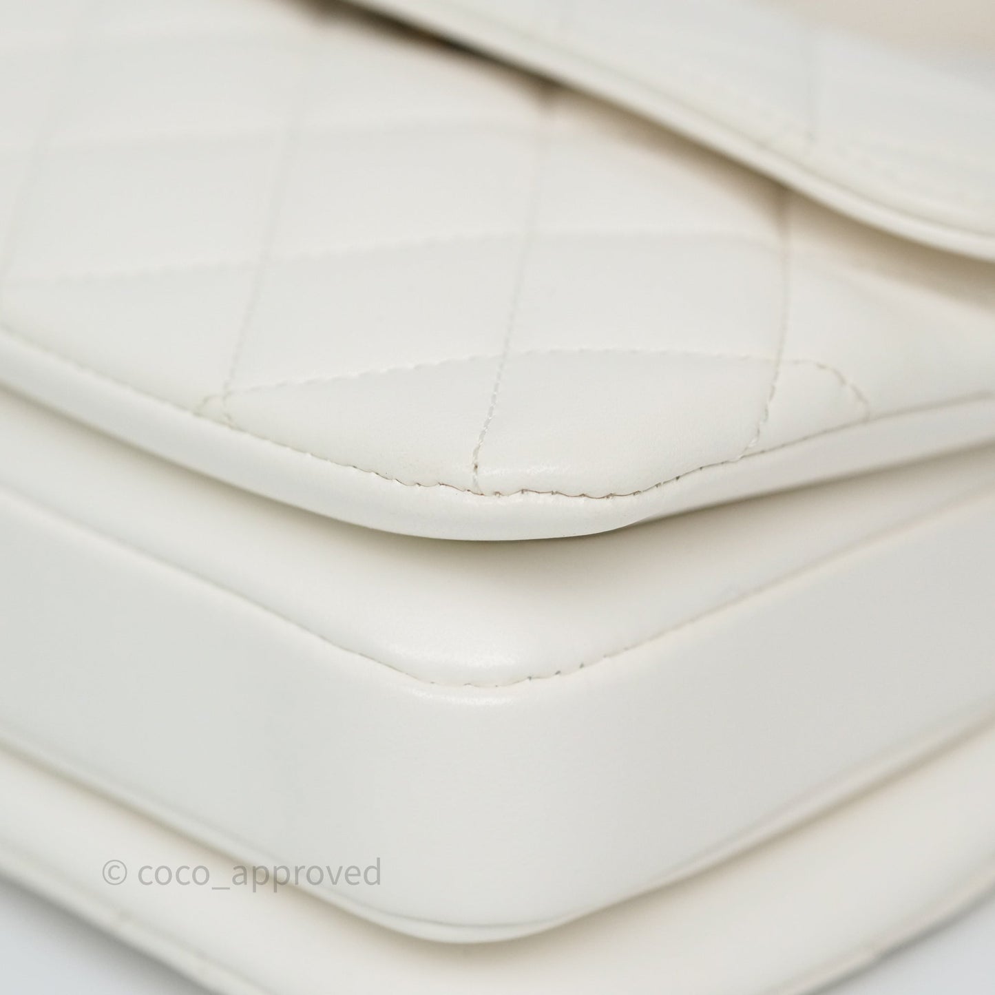 Chanel Mini Trendy CC Handle Bag Lacquered Logo White Lambskin
