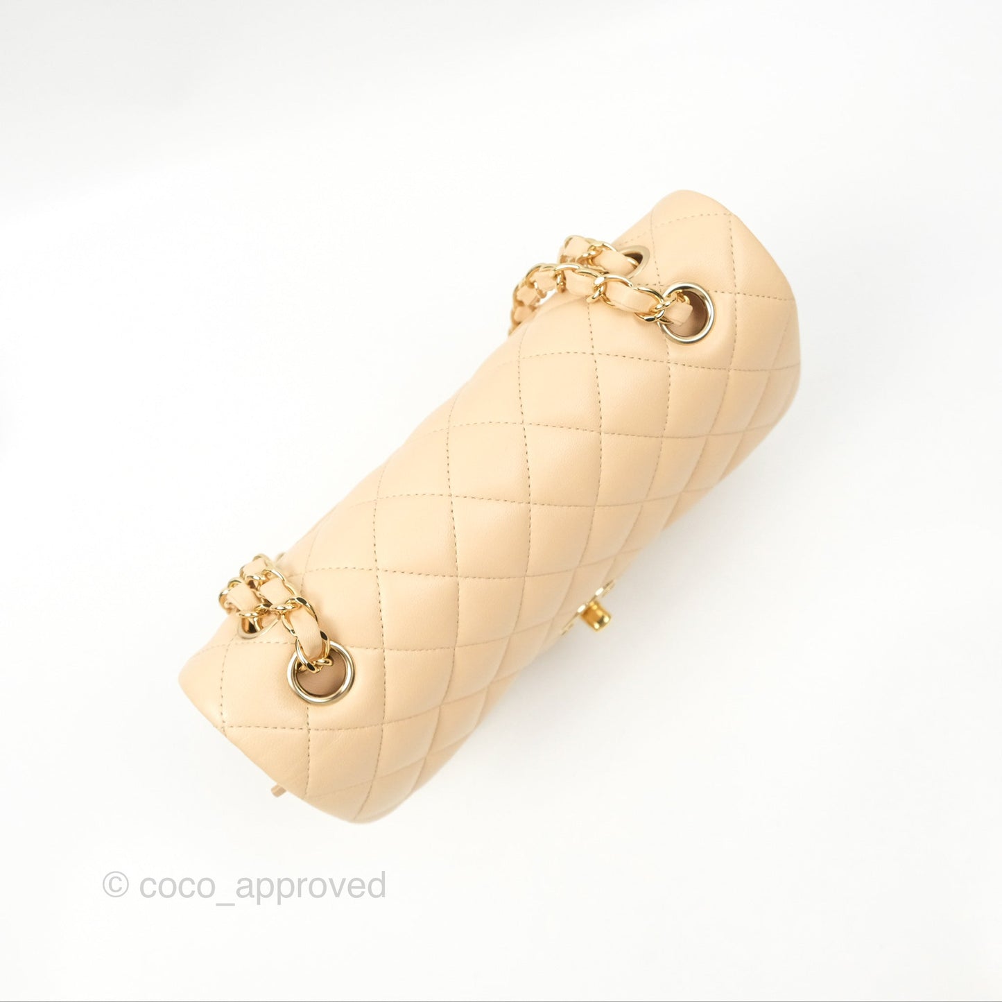 Chanel Small Quilted Classic Flap Beige Lambskin Gold Hardware