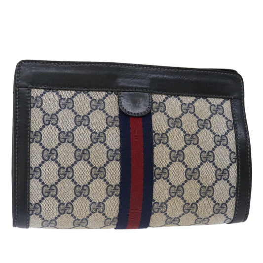 Luxury Gucci Trending 2025 GG Supreme Sherry Line Clutch Bag PVC Navy Red 07 014 2125  70291