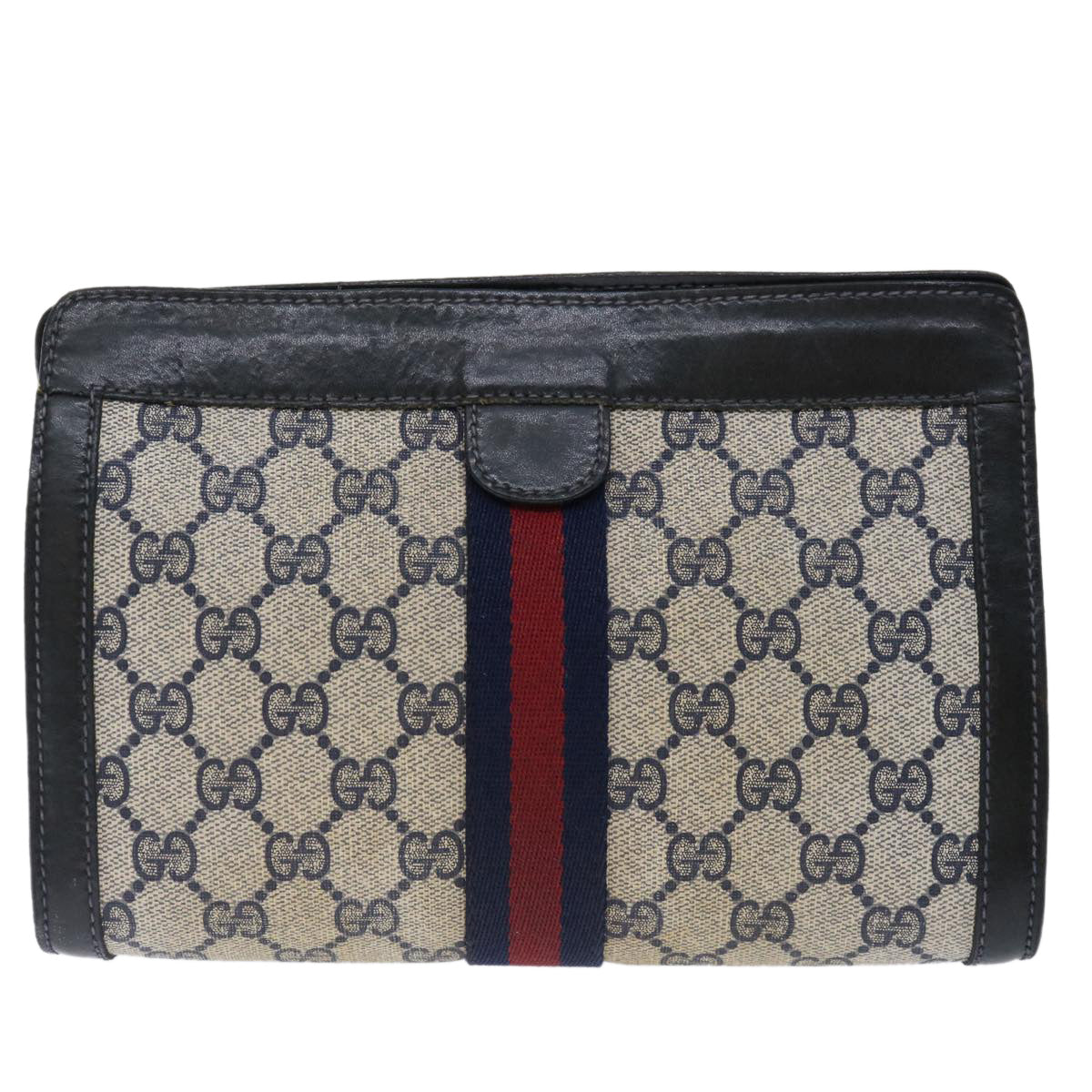 Luxury Gucci Trending 2025 GG Supreme Sherry Line Clutch Bag PVC Navy Red 07 014 2125  70291