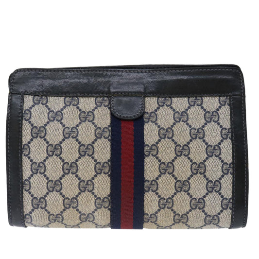Luxury Gucci Trending 2025 GG Supreme Sherry Line Clutch Bag PVC Navy Red 07 014 2125  70291