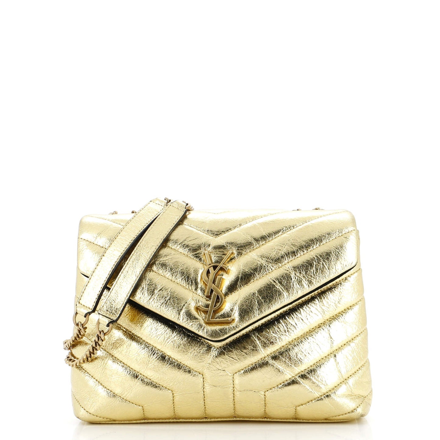 Luxury Saint Laurent Loulou Shoulder Bag Matelasse Chevron Patent Small