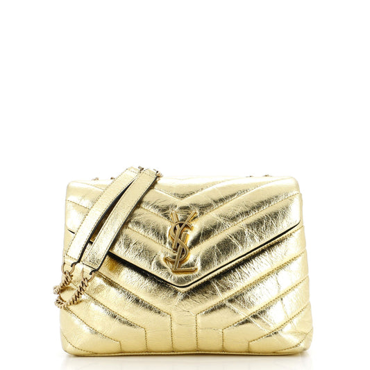 Luxury Saint Laurent Loulou Shoulder Bag Matelasse Chevron Patent Small