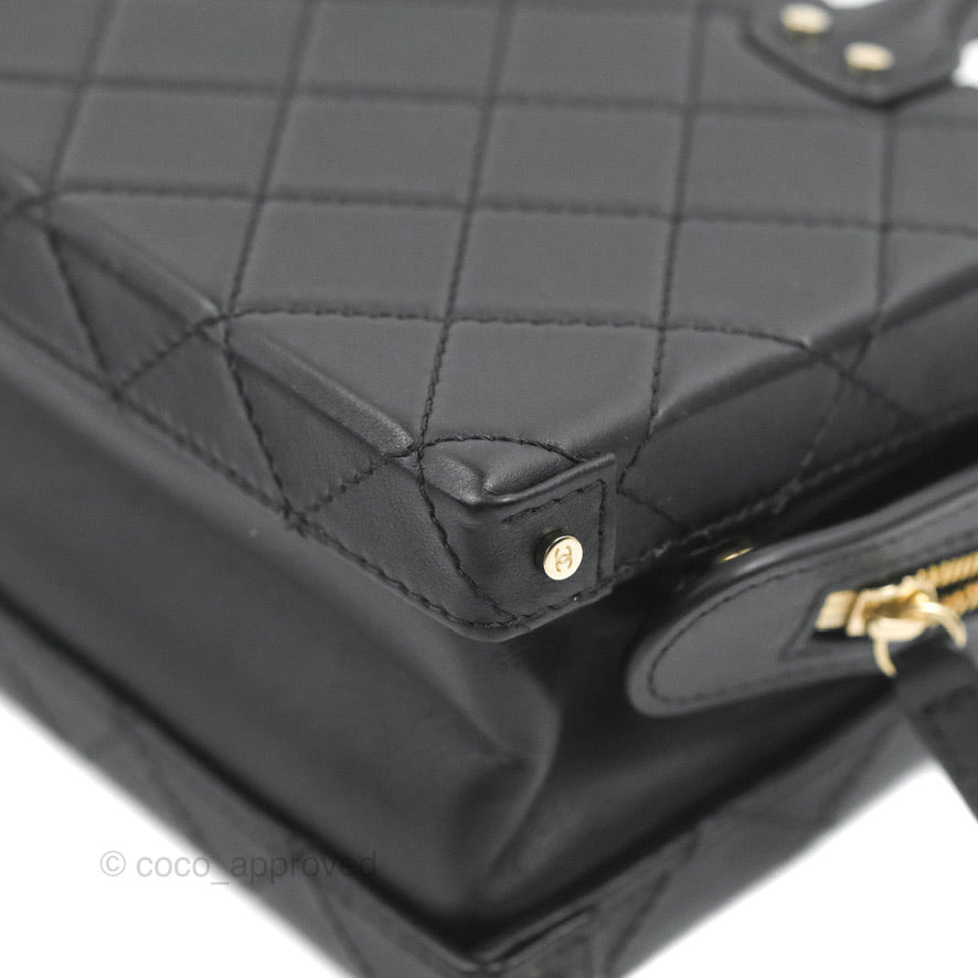 Chanel Quilted Vanity Case with Chain Black Calfskin Gold Hardware 22B