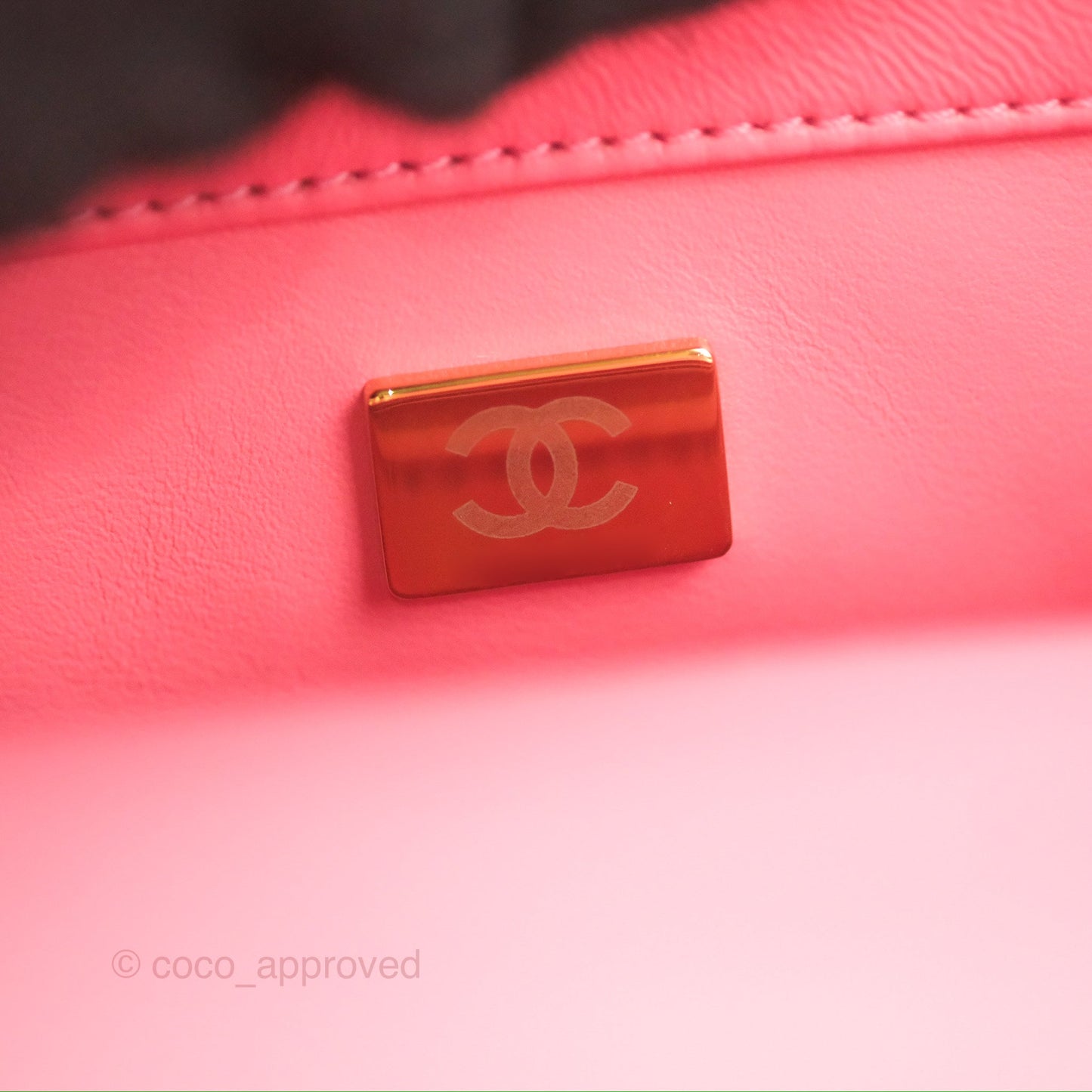 Chanel Quilted Pending CC Enamel Flap Pink Lambskin Aged Gold Hardware 22P